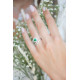 Bague vert emeraude pierre carre coussin semi ouverte sertie en argent