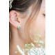 Earline Silver Earrings Emerald green square Studs green cushion cut stone - Elsa Lee Paris