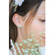 Boucles d'oreilles vert emeraude pierre carré coussin entourage earline argent