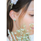 Earline Silver Earrings Emerald green square Studs green cushion cut stone - Elsa Lee Paris
