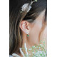 studs earlines Earrings twisted silver pear cut green emerald stone -Elsa Lee Paris