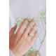 Bague en argent taille princesse trois oxydes