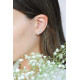 Silver square studs earring with its princess cut by Elsa Lee Paris. Discret square earrings