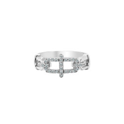 Silver chain ring rectangular Elsa Lee Paris 