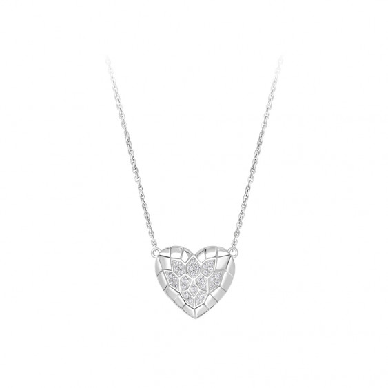 Silver heart necklace for her valentine's heart necklace symbolic gift