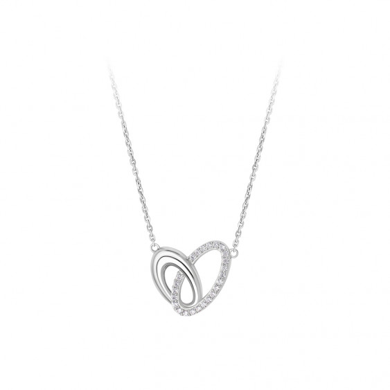 Collier coeur anneau asymétrique moderne en argent grand coeur anneaux argent Elsa Lee Paris 