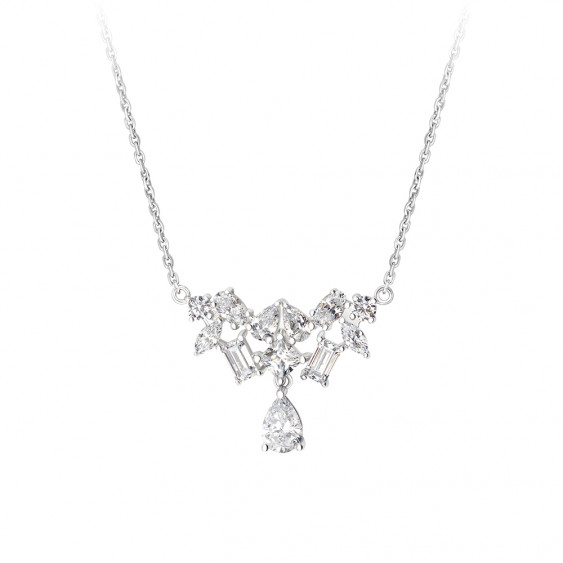 Collier pendentif argent rivière de pierres Elsa Lee Paris