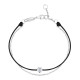 Bracelet Clear Spirit Elsa Lee Paris, oxyde de Zirconium serti clos sur cordon ciré noir et chaîne en argent 