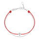 Elsa Lee Paris Clear Spirit bracelet, with close set Cubic Zirconia on red cotton waxed lace and silver chain