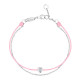 Bracelet Clear Spirit Elsa Lee Paris, oxyde de Zirconium serti clos sur cordon ciré rose et chaîne en argent 