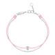 Elsa Lee Paris Clear Spirit bracelet, with close set Cubic Zirconia on pink cotton waxed lace and silver chain