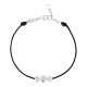 Black cord bracelet with 3 close set cubics zirconia silver by Elsa Lee