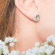 heart shape studs earrings silver asymmetrical