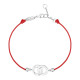 Bracelet Clear Spirit Elsa Lee Paris, motif entrelacé en argent avec 5 oxydes de Zirconium, cordon ciré rouge 