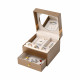 Beige Travel Jewelry Box with mirror