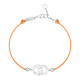 Bracelet Clear Spirit Elsa Lee Paris, motif entrelacé en argent avec 5 oxydes de Zirconium, cordon ciré orange 