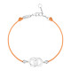 Bracelet Clear Spirit Elsa Lee Paris, motif entrelacé en argent avec 5 oxydes de Zirconium, cordon ciré orange 