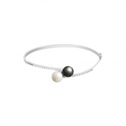 bangle bracelet black and white pearl pearl bangle silver bracelet Elsa lee Paris
