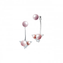 BOUCLES PENDANTES PERLES ROSES POUDREES EARJACKET PERLE ROSES ARGENT PUCE MAUVE