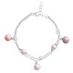 violet and pink pearl bracelet double silver chain by Elsa lee Paris 