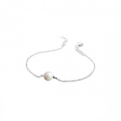 Pure White Pearl bracelet single white pearl bracelet silver chain by Elsa lee Paris