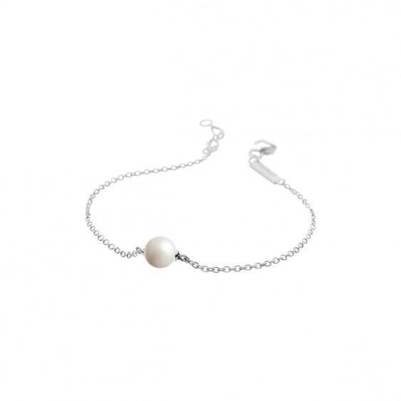 Bracelet perle blanche unique chaine argent bracelet perle blanche solitaire par Elsa lee 