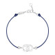 Bracelet Clear Spirit Elsa Lee Paris, motif entrelacé en argent avec 5 oxydes de Zirconium, cordon ciré bleu