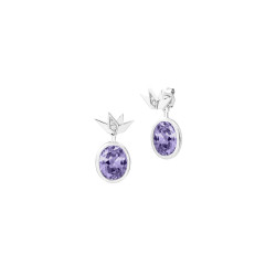 boucles d'oreilles pendantes ovales argent 925 pierres couleur mauve améthyste Elsa Lee Paris
