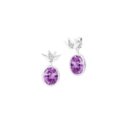 Boucles d'oreilles ovales pierres mauve argent Elsa Lee