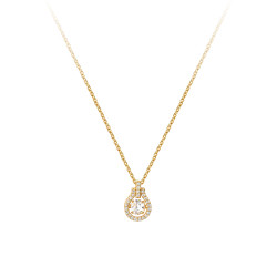Gold-plated pendant necklace with moving stone and diamond pavé Elsa Lee Paris