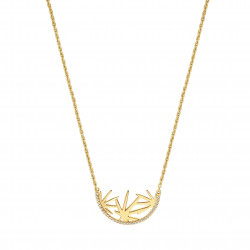 Collier argent 925 doré motif feuilles pavé de pierres
