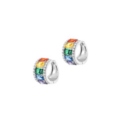 Boucles d'oreilles créoles arc en ciel boucles pierres colorées Elsa Lee Paris