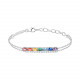 Rainbow multicolored stones double row bar bracelet in silver Elsa Lee Paris