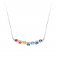 Collier arc-en-ciel pendentif vague pierres multicolores et blancs en argent Elsa Lee Paris