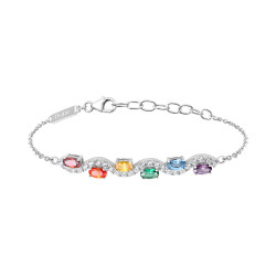 Rainbow bar chain bracelet with multicolored stones Elsa Lee Paris