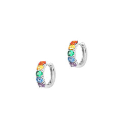 Multicolored stone hoop earrings in silver Elsa Lee
