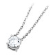 Collier Elsa Lee Paris, collection Tradition, chaîne en argent 925, pendant oxyde de Zirconium blanc rond serti griffe