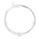 Elsa Lee Paris sterling silver 2 chains bracelet, with 3 heart shaped Cubic Zirconia