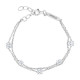 Elsa Lee Paris sterling silver 2 chains bracelet, with 5 princess cut clear Cubic Zirconia