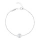 Elsa Lee Paris fine 925 sterling silver bracelet with one diamond cut Cubic Zirconia centerpiece surrounded by clear Cubic Zirco