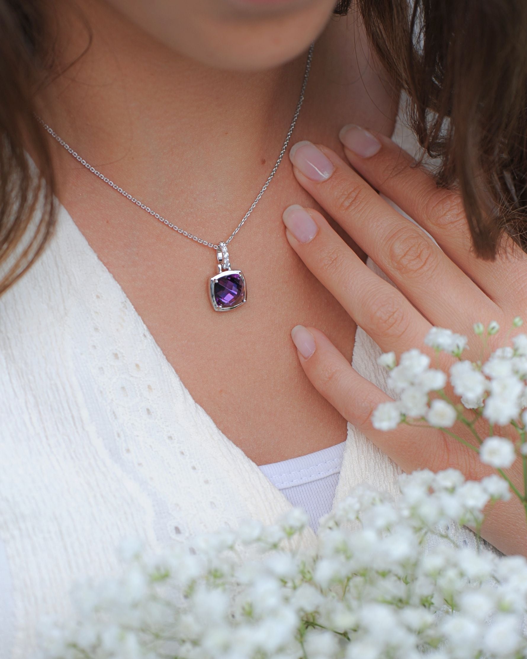 Collier pendentif Escapade – Argent 925 et oxyde de zirconium violet