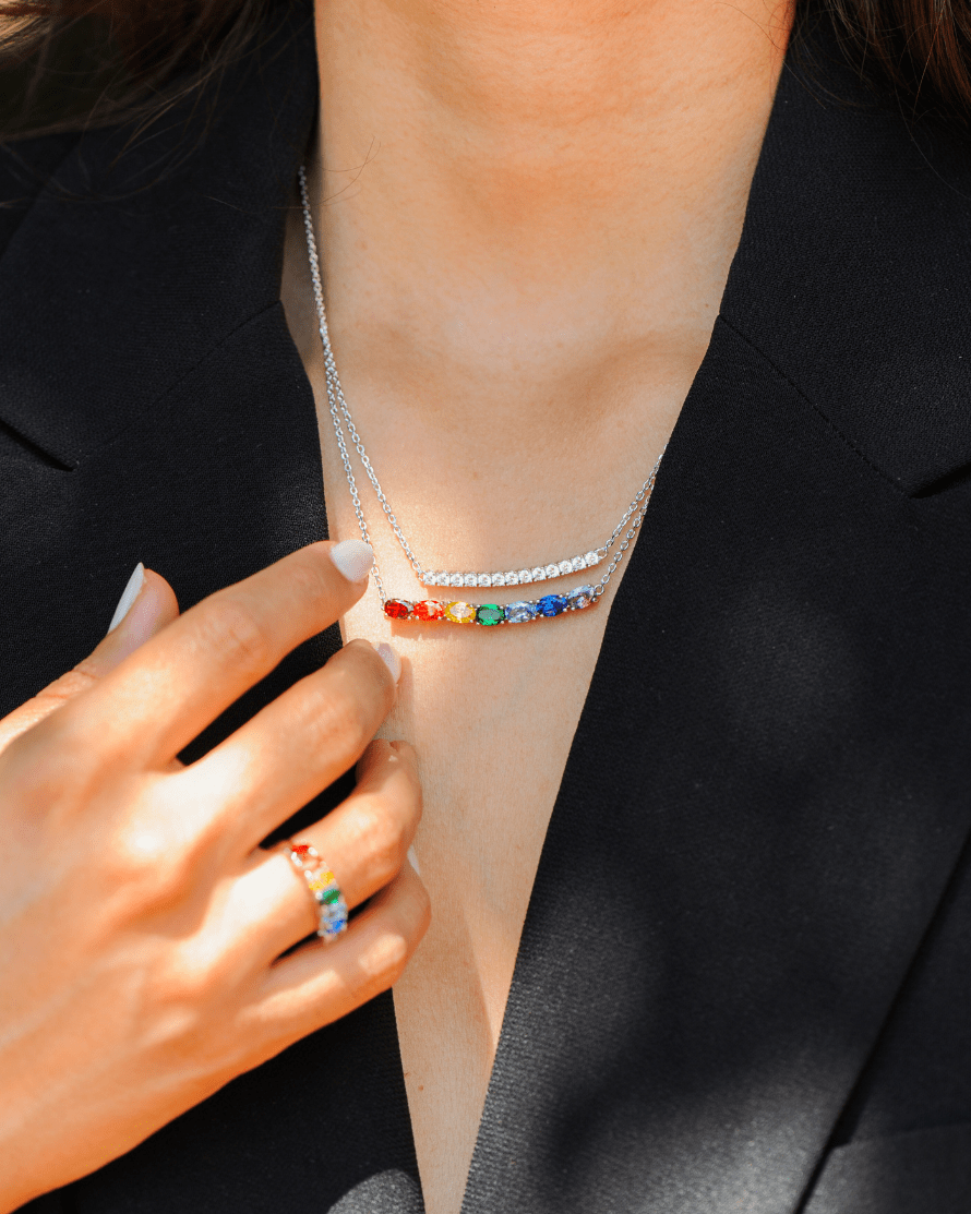 Collier deux rangs Arc-en-ciel