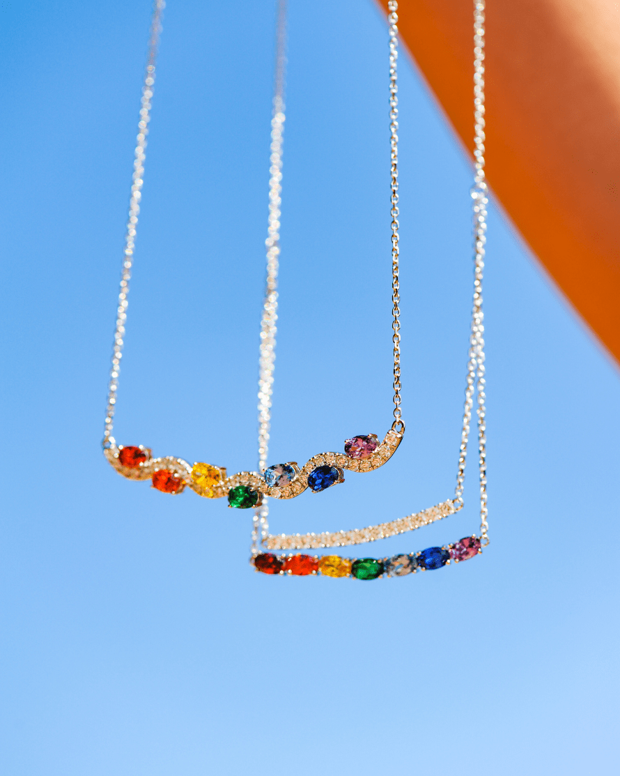 Collier deux rangs Arc-en-ciel