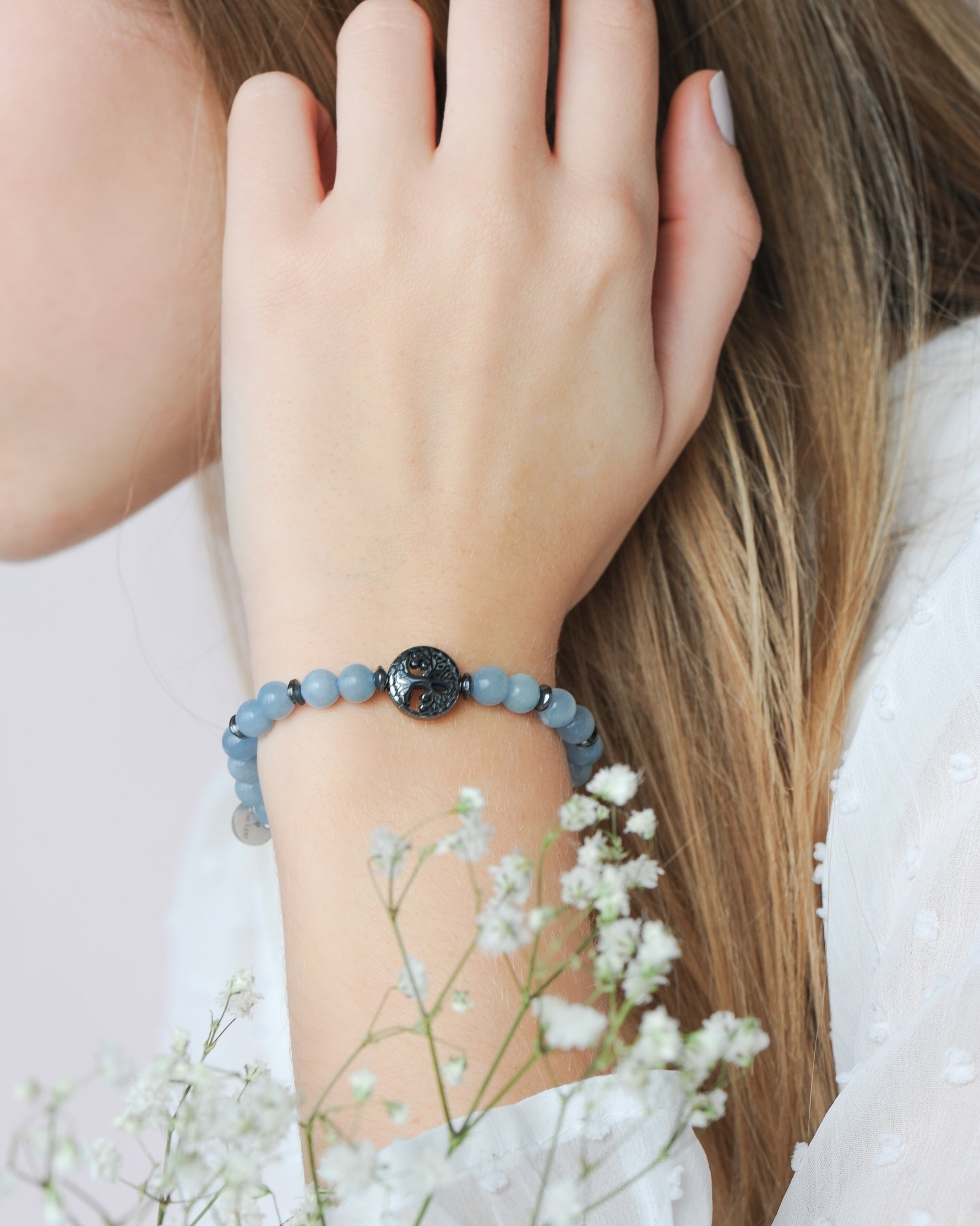 Bracelet Aigue-Marine Arbre de Vie