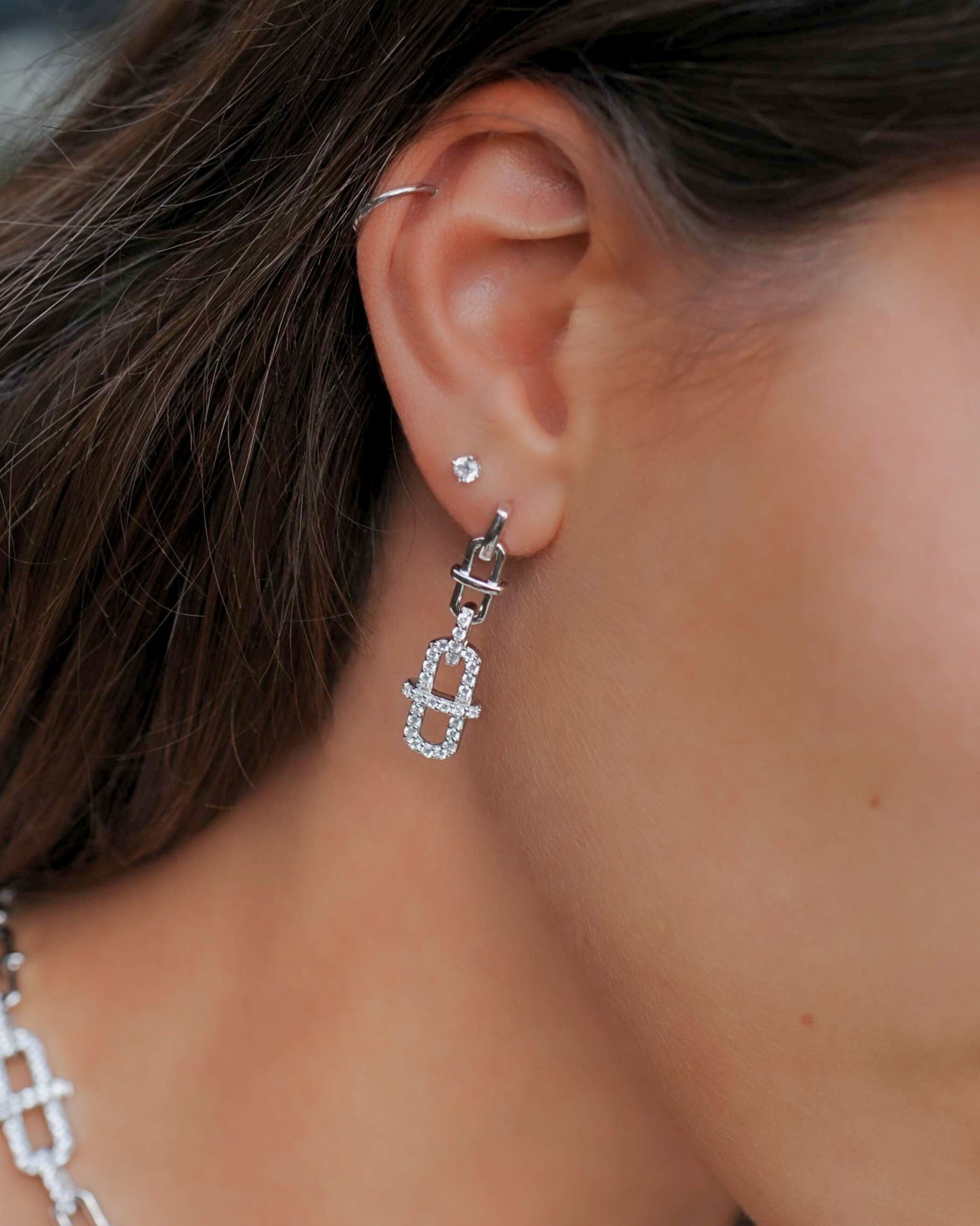 Boucles d’oreilles pendantes Maillon – Argent 925