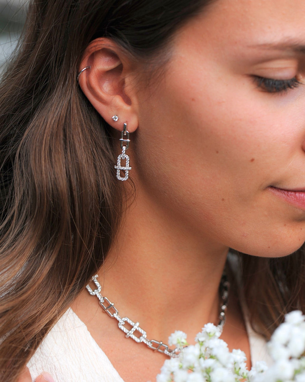 Boucles d’oreilles pendantes Maillon – Argent 925