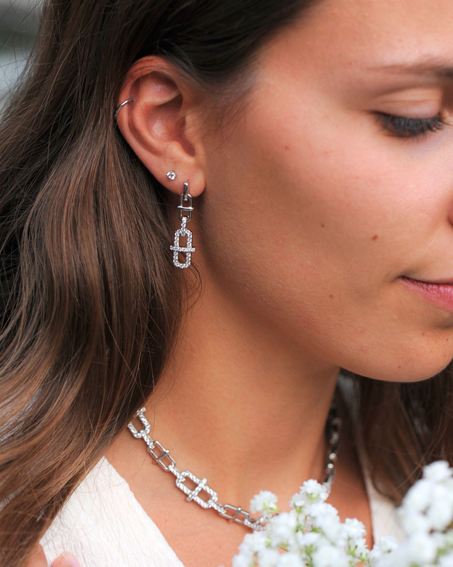 Boucles d’oreilles pendantes Maillon – Argent 925
