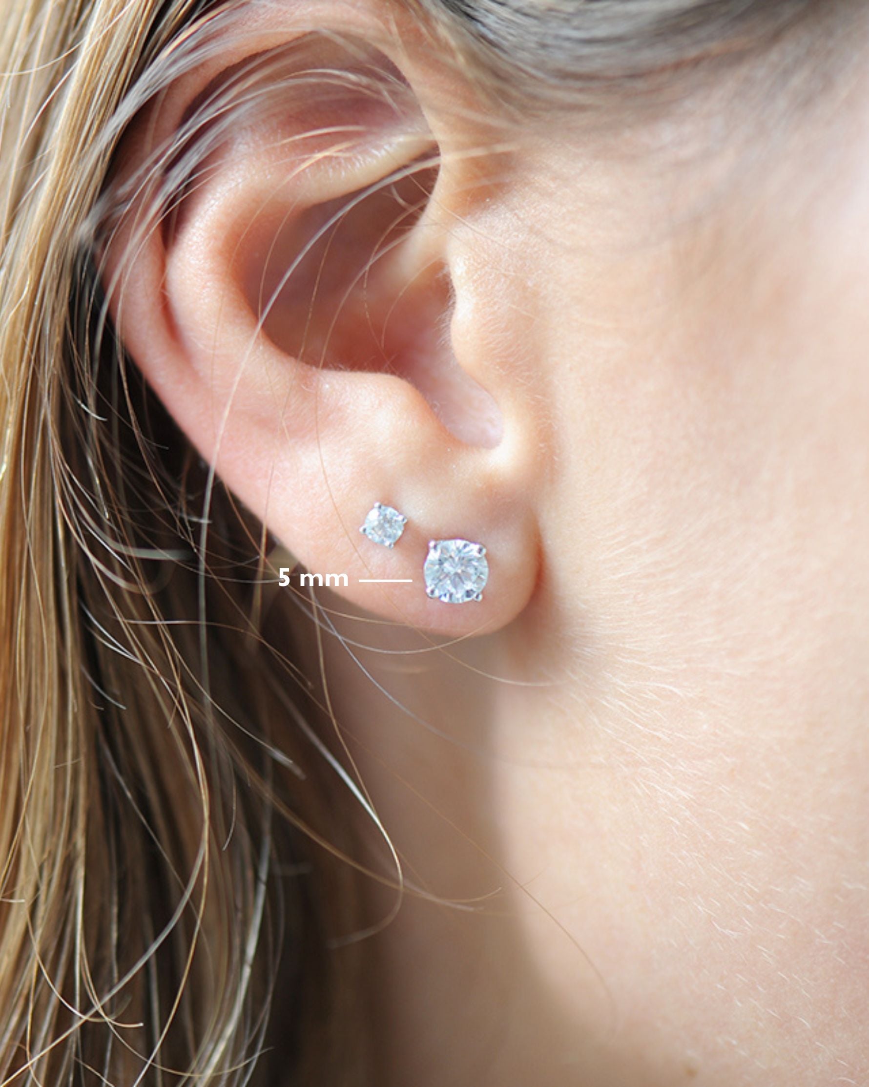 Boucles d’oreilles Solitaire – Puces argent 925, zirconium brillants