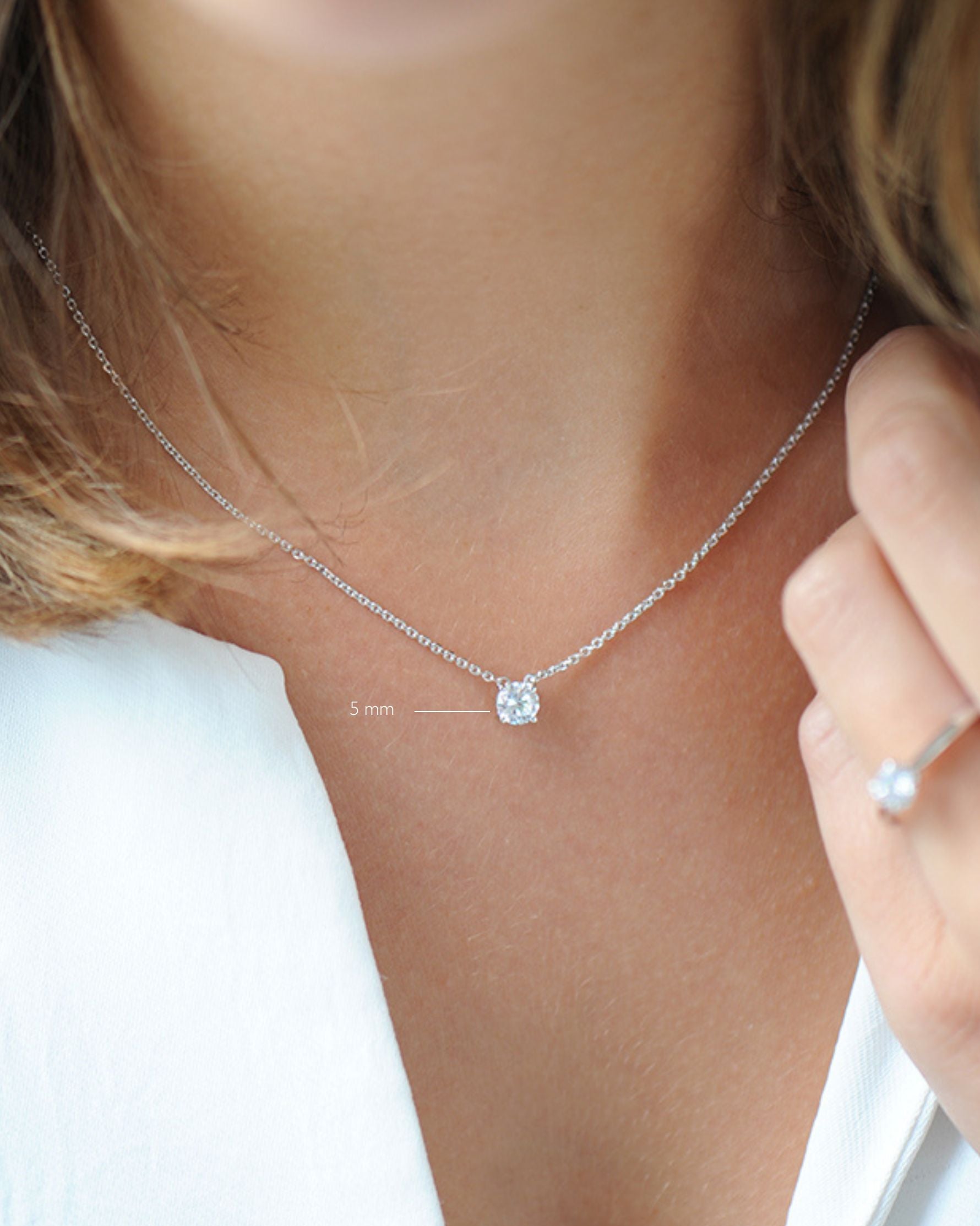 Collier Solitaire – Chaîne forçat argent 925 & zirconium