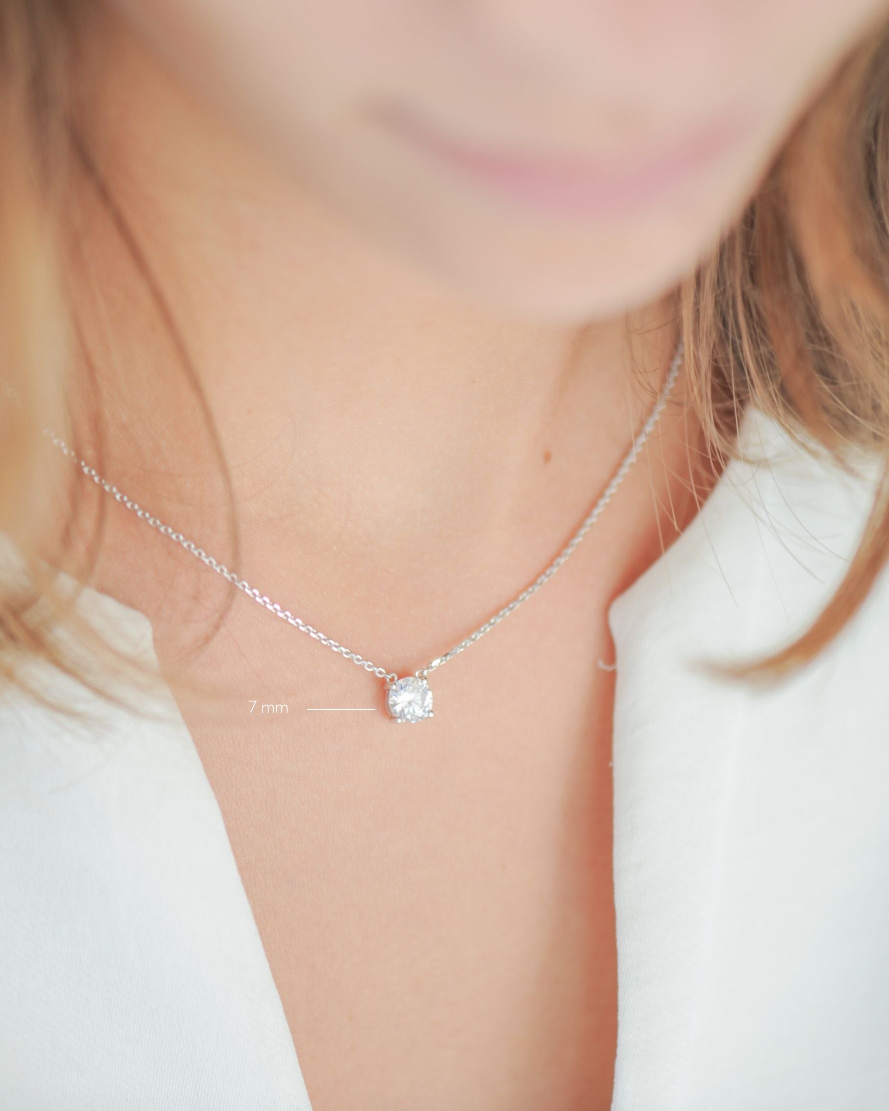 Collier Solitaire – Chaîne forçat argent 925 & zirconium